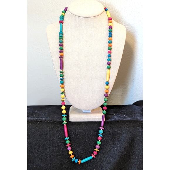 Multi-Color Round & Oblong Beaded 34" Necklace - Picture 1 of 6